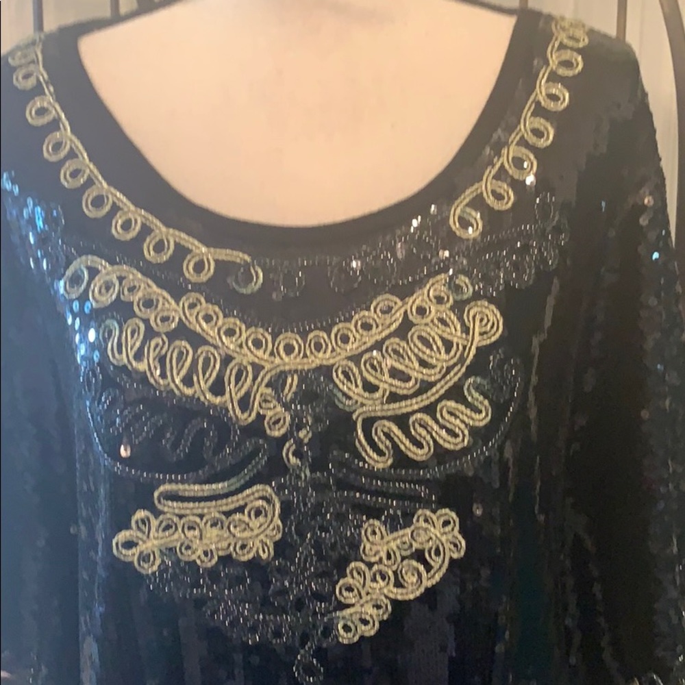 Solid Black Sequined Top - image 4